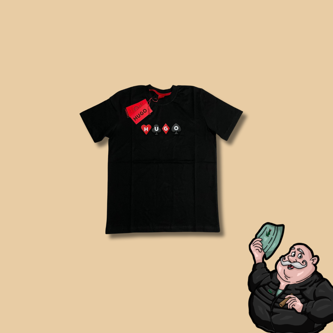 HUGO Crna Majica sa Poker Printom