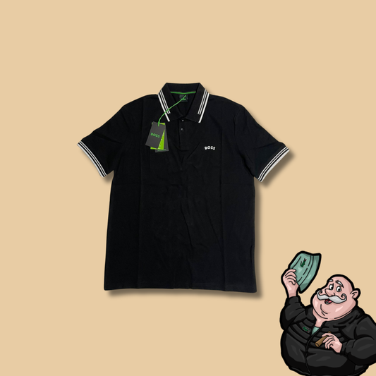 BOSS Crna Majica na Kragnu sa Detaljima na Rukavima i Kragni