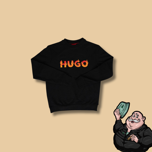 HUGO Crni Duks sa Fire Logo Printom