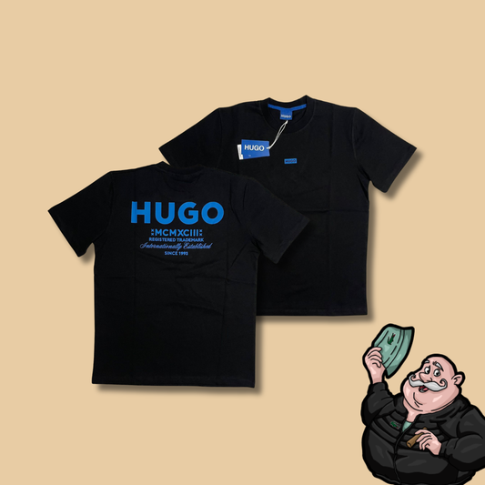HUGO Blue Crna Majica sa Printom na Leðima