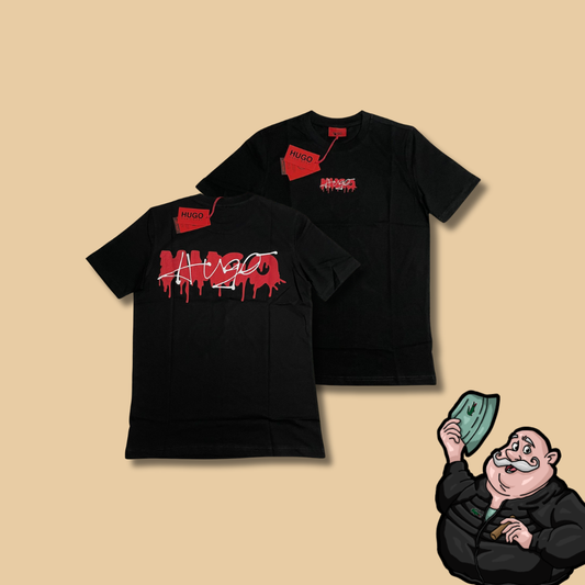 HUGO Crna Majica sa Printom na Leðima