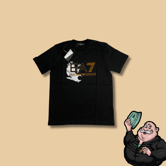 Emporio Armani EA7 Crna Majica sa Logom i Orao Printom