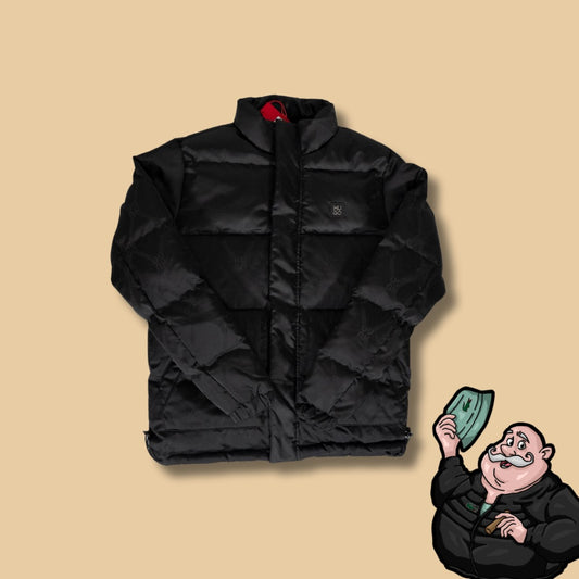 HUGO Crna Jakna sa Box Logom i All-Over Logo Printom