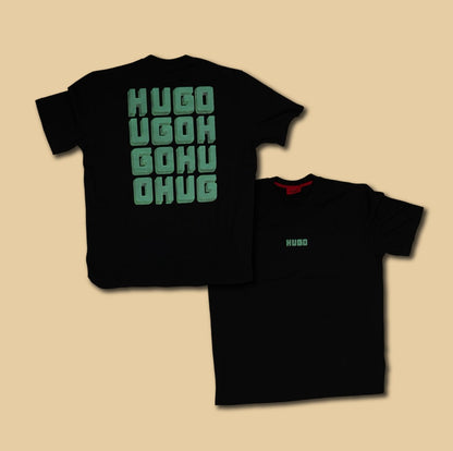 HUGO Crna Majica sa Tirkiznim Back Printom