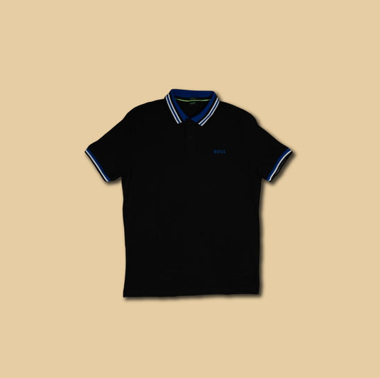 BOSS Crna Majica na Kragnu sa detaljima na kragni