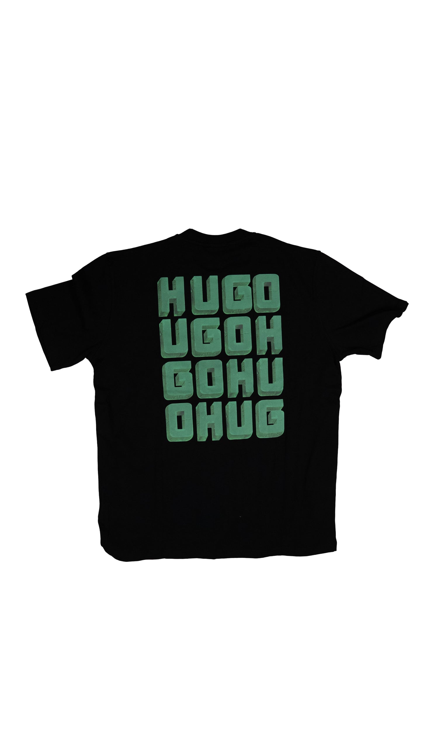 HUGO Crna Majica sa Tirkiznim Back Printom