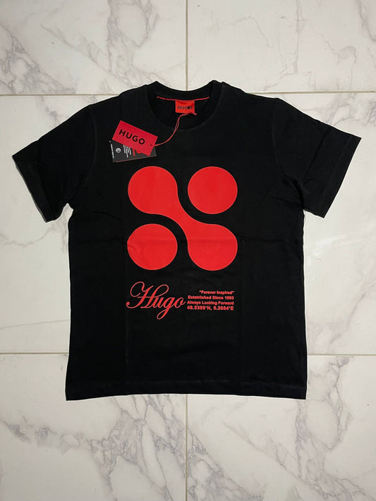 HUGO Crna Majica sa Velikim Printom